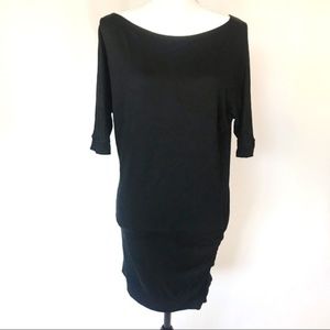 Suki + Solaine black asymmetrical sweatshirt dress